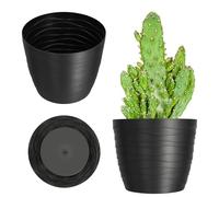 KADAX Flower Pot in plastica, ⌀ 11-19 cm, 7 colori, pianta semplice, piantatrice moderna, robusta protezione della pentola di fiori, pentola rotonda (⌀ 19 cm, nero)