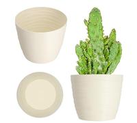 KADAX Flower Pot in plastica, ⌀ 11-19 cm, 7 colori, pianta semplice, piantatrice moderna, robusta protezione della pentola di fiori, pentola rotonda (⌀ 13 cm, ECRU)