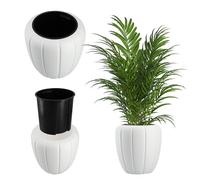 KADAX Flower Pot in plastica, ∅ 39 cm, 5 colori, vaso di fiori moderni, fioriere, pentole a piante, pentola vegetale, pentole a fiori di plastica, vaso di fiori rotondi (H: 40 cm, bianco)
