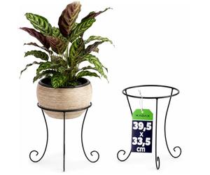 KADAX Flower Pot Stand, supporto la pianta d'acciaio, supporto fiori resistenti aree interne ed esterne, balcone, terrazza, giardino, estensione della pianta, supporto di nero (rotondo, alto)