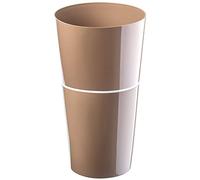 KADAX Flowerpot, doppia fioriera con sottobicchieri, moderno pentola per fiori, piante, balcone, secchio di fiori in plastica, fioriera per aree interne ed esterne, alta (25 cm, beige)