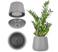 KADAX Flowerpot fatto di plastica, ⌀13-23 cm, 4 colori, pentola ovale con sottobicchieri nel set, pentola a pianta, vaso di fiori, fioriera, fioriera (⌀ 23 cm, grigio)