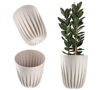 KADAX Flowerpot fatto di plastica con materiali naturali, pentole a piante moderne, pentola vegetale con motivo geometrico, vaso di fiori naturali, sovrapprovato (? 14,5 cm, bianco)