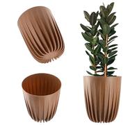 KADAX Flowerpot fatto di plastica con materiali naturali, pentole a piante moderne, pentola vegetale con motivo geometrico, (30 cm, espresso)