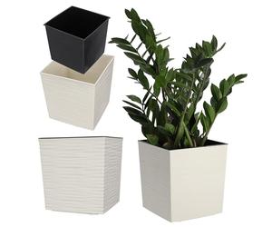 KADAX Flowerpot Fatto di plastica, pentola da Giardino Resistente Balcone, terrazza, Area Interna, pentola Leggera con Inserto, pentola a pianta, pentola Floreale(Altezza: 25 cm, Crema)