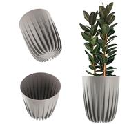 KADAX Flowerpot fatto di plastica, pentole a piante moderne, pentola a pianta con un motivo geometric, pentola di fiori naturale all'ato, pentola palese (? 25 cm, grigio chiaro)