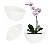 Kadax Flowerpot, fioriera ovale, pentola di pianta di plastica, moquette di fiori, decorazioni, fioriera per all'interno, fiori, piante, balcone, vaso di fiori, fioriera (21 x 12 cm, bianco)