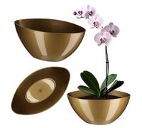 KADAX Flowerpot, fioriera ovale, pentola di pianta di plastica, moquette di fiori, fioriera all'interno, fiori, piante, balcone, vaso di fiori, fioriera, forma moderna (38 x 14 cm, oro)