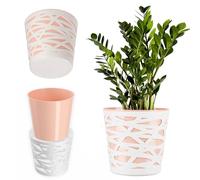KADAX Flowerpot, fioriera, pentola a pianta rotonda fatta di plastica, fioriera fiori, piante, balcone, secchio di fiori interno, fioriera luminosa, moderno fiore sopra (15 cm, colori della pesca)