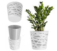 KADAX Flowerpot, fioriera, pianta rotonda in plastica, fioriera per fiori, piante, balcone, secchio di fiori per all'interno, fioriera luminosa, moderno fiore sopra (15 cm, grigio)