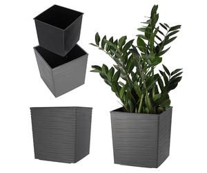 KADAX Flowerpot Realizzato in plastica, pentola da Giardino Resistente Balcone, terrazza, Area Interna, pentola Leggera con Inserto, pentola a pianta (Altezza: 25 cm, Grafite)