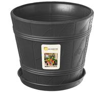 KADAX Flowerpot, secchio di fiori con sottobicchieri, fioriere per aree interne ed esterne, look in legno, pentola per piante resistenti alle intemperie fatte di plastica, (Ř 19 cm, grafite)