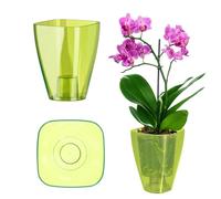 KADAX Flowerpot, Slim Orchid Pot, semplice fioriera, secchio di fiori per orchidea, erba da ragazzo, margherite, trama per cucina e soggiorno (⌀ 9 cm, angolo, verde)