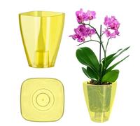 KADAX Flowerpot, Slim Orchid Pot, semplice fioriera, secchio di fiori per orchidea, erba da ragazzo, margherita, roba per cucina e soggiorno (⌀ 12 cm, angolare, giallo)
