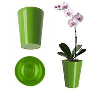 KADAX Flowerpot, Slim Orchid Pot, semplice fioriera, secchio di fiori per orchidea, erba da ragazzo, margherite, trama per cucina e soggiorno (⌀ 13 cm, rotondo, verde)