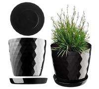 KADAX Flowerpot, una casseruola per fiori e piante con sottobicchieri, fioriere luce e materiale resistente Una pentola decorativa per piante (14 cm, nero)
