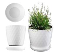 KADAX Flowerpot, una casseruola per fiori e piante con sottobicchieri, fioriere luce e materiale resistente Una pentola decorativa per piante (12 cm, bianco)