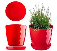 KADAX Flowerpot, una casseruola per fiori e piante con sottobicchieri, fioriere luce e materiale resistente Una pentola decorativa per piante (14 cm, rosso)