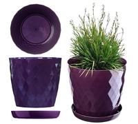 KADAX Flowerpot, una casseruola per fiori e piante con sottobicchieri, fioriere luce e materiale resistente Una pentola decorativa per piante (20 cm, viola)