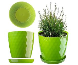 KADAX Flowerpot, una casseruola per fiori e piante con sottobicchieri, fioriere luce e materiale resistente Una pentola decorativa per piante (25 cm, verde)