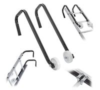 KADAX Ganci per colonna, 2 pezzi, ganci per tetto con ruote per scala, ganci per scala in acciaio, supporto per scala per colmo del tetto, staffe di colmo con accessori (colmo del tetto)