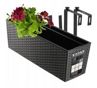 KADAX Giardiniera in plastica, 18,5x56 cm, vaso con inserto, grafite