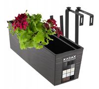 KADAX Giardiniera in plastica, 18,5x56 cm, vaso, supporti, grafite