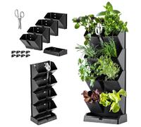 KADAX Giardino verticale, torre di piante in plastica resistente, vaso con base in 2 varianti di colore, giardino di erbe aromatiche per balcone, terrazza, cucina e giardino (bianco)