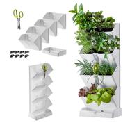 KADAX Giardino verticale, torre di piante in plastica resistente, vaso con base in 2 varianti di colore, giardino di erbe aromatiche per balcone, terrazza, cucina e giardino (bianco)