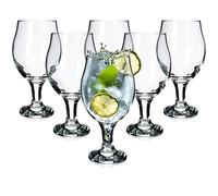 KADAX Gingläser, 6 set, vetro tonale con stelo disegnato, bicchiere da cocktail, set di vetro, bicchieri d'acqua, bicchieri di birra, forma di tulipano, polpa di birra (570 ml)