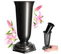 KADAX Grave Vase, Vase Plastic, Vase Flower, Vase di plastica Fiori, Vasi di cimitero Resistente alle intemie, Vaso Plug-in a Prova di Gelo Tomba, Gioielli tombali Resistenti (15,5 cm, Grafit)