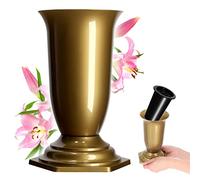 KADAX Grave Vase, Vase Plastic, Vase, Vase di plastica Fiori, Vasi di cimitero Resistente alle intemie, Vaso Plug-in a Prova di Gelo tombe gravi e Resistenti (13 cm, Oro)