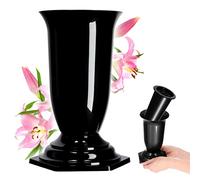 Kadax Grave Vase, Vase Plastic, Vase, Vase di plastica fiori, Vasi di cimitero resistente alle intemie, vaso plug-in a prova di gelo tombe gravi e resistenti (13 cm, nero)