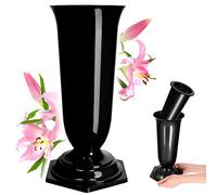 Kadax Grave Vaso Plastic, Flower, Cimitero a prova di tempo, Plug-in a prova di gelo tombe gravi e resistenti (15,5 cm, nero)