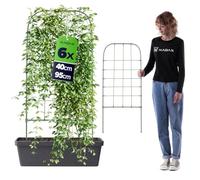 KADAX Griglia per traliccio 40 x 95 cm, 6 pezzi, supporto per piante rampicanti come cetrioli e pomodori, supporto per piante in metallo rivestito, griglia per piante per serra