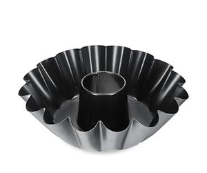 KADAX Gugelhupfform, stampo per torta a base di lamiera con rivestimento non sciolto, teglia ondulata alta, forma di torta per torta e torta al cioccolato, forma di ghirlanda (25 cm, nero)