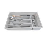 KADAX Inserto per cassetto, 5 scomparti, grigio chiaro, organizer robusto per posate, divisorio per cassetti funzionale