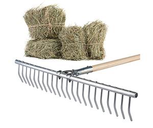 KADAX Largo Rastrello da Giardino con Manico Lungo in Legno e Denti Curvi in Alluminio per la Pulizia del Prato e la Raccolta del Fieno e delle Foglie