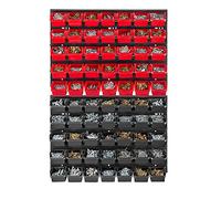 KADAX Mensola da officina, 58 x 78 cm, sistema di stoccaggio in plastica robusta, resistente ai raggi UV, pannelli da parete espandibili per garage (nero e rosso, 70 pezzi (K7717)