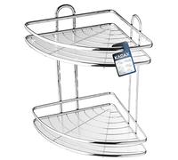 Scaffale angolare scaffale di waneck in acciaio cromata,scaffale per angolo del bagno,cesto doccia,strato doccia,staffa da parete per la barattola della doccia cromata organizzatore di doccia(2 piani)