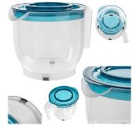 KADAX Misurino, volume di riempimento: 2 litri, in plastica, con coperchio, scala di misurazione, millilitro, grammi, manico arrotondato, beccuccio, parasprazzi