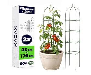 KADAX Obelisco per Piante Rampicanti - 176 x 32 cm 2 Pezzi con 50 Clip - Supporto per Pomodori - Struttura in Metallo con Rivestimento in Plastica anti corrosione e anti graffio