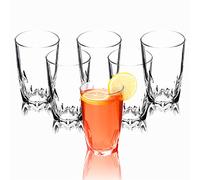 KADAX Occhiali da bere, vetri d'acqua trasparenti con terreno rinforzato, bicchieri di succo con pareti spesse, bicchieri ondulati, bicchieri da bere (alto, 440 ml)