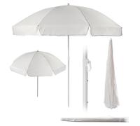 KADAX Ombrello rotondo da giardino, 220 x 142 - 224 cm, ombrellone da balcone, ombrellone regolabile in altezza, per balcone, giardino, terrazza, piscina e spiaggia, natur, Grandes