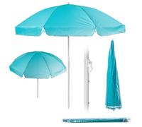 KADAX Ombrello rotondo da giardino, 220 x 142 - 224 cm, ombrellone da balcone, ombrellone regolabile in altezza, per balcone, giardino, terrazza, piscina e spiaggia, Blu