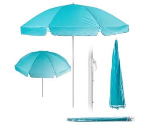 KADAX Ombrello rotondo da giardino, 220 x 142 - 224 cm, ombrellone da balcone, ombrellone regolabile in altezza, per balcone, giardino, terrazza, piscina e spiaggia, Blu