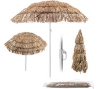KADAX Ombrellone rotondo per balcone, giardino, terrazza, piscina e spiaggia, ombrellone da giardino, ombrellone da spiaggia regolabile in altezza, Marrone/Ecru