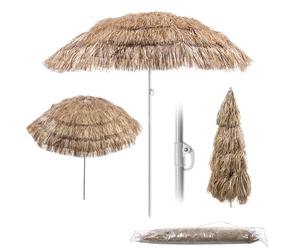 KADAX Ombrellone rotondo per balcone, giardino, terrazza, piscina e spiaggia, ombrellone da giardino, ombrellone da spiaggia regolabile in altezza, Marrone/Ecru