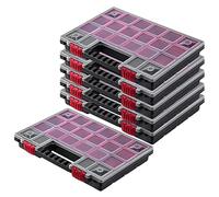 KADAX Organizer con Coperchio Trasparente - Cassetta Porta Minuteria a Scomparti per Viti, Bulloni, Ferramenta, Officina e Garage - Plastica Resistente (34 x 25 cm, 6 Pezzi)