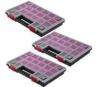 KADAX Organizer con Coperchio Trasparente - Cassetta Porta Minuteria a Scomparti per Viti, Bulloni, Ferramenta, Officina e Garage - Plastica Resistente (34 x 25 cm, 3 Pezzi)